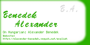 benedek alexander business card